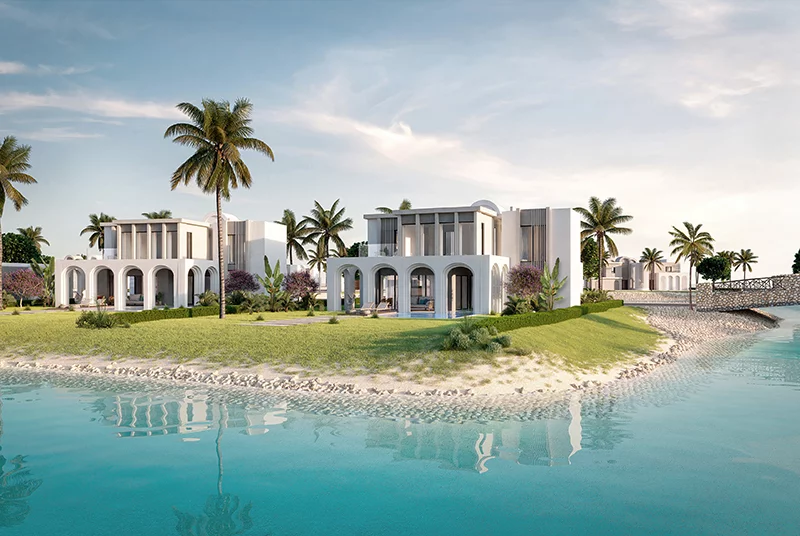 a Standalone House surrounded by a green space overlooking the lagoon at Hawana Salalah Oman.