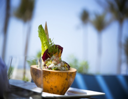 Sea Food plate decorated with vegetables and green lettuce at Rotana Salalah Oman