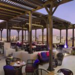 outdoor dining area at silk road restaurant in salalh rotana resort